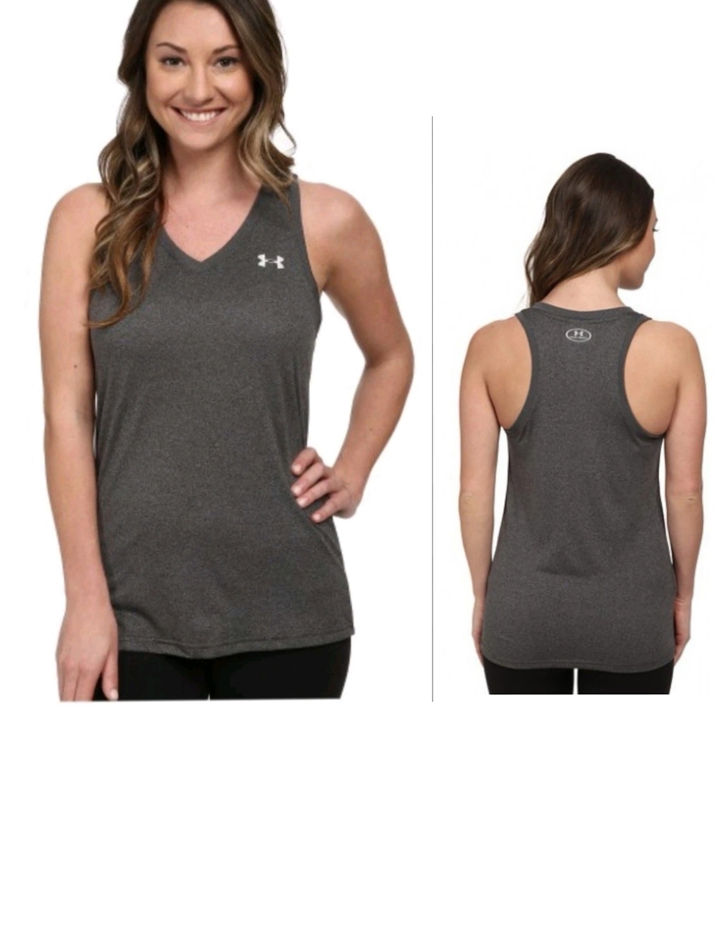 Under Armour Women's Dark Gray V-Neck Racerback Tank S-M